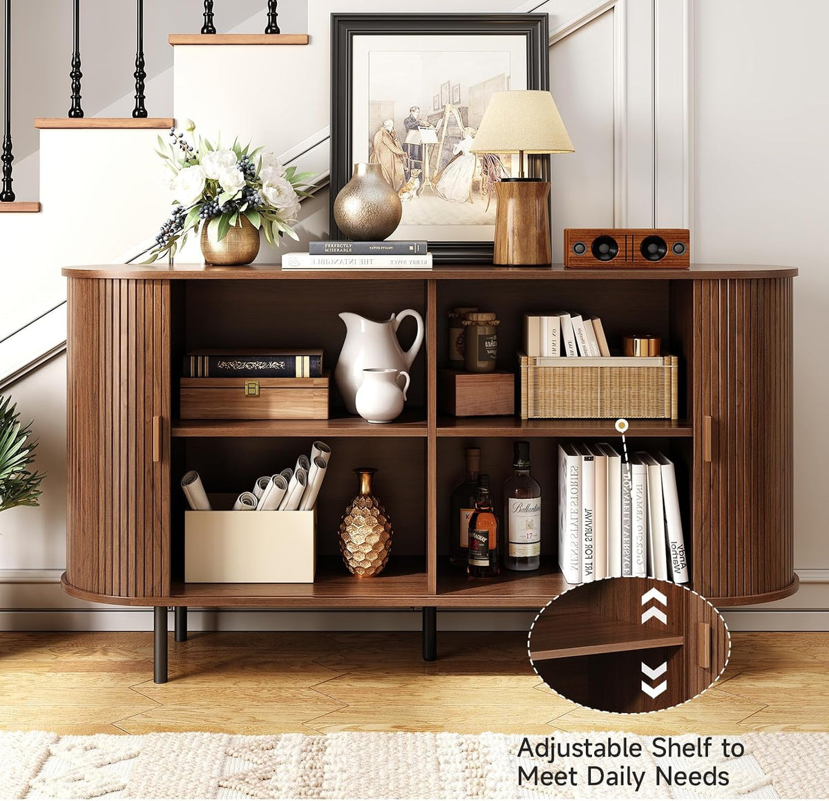 Sliding‑Door Wood Sideboard Buffet Cabinet