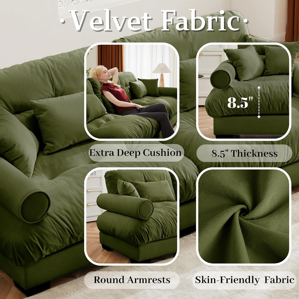 Velvet Modular 3‑Seater Sectional Sofa