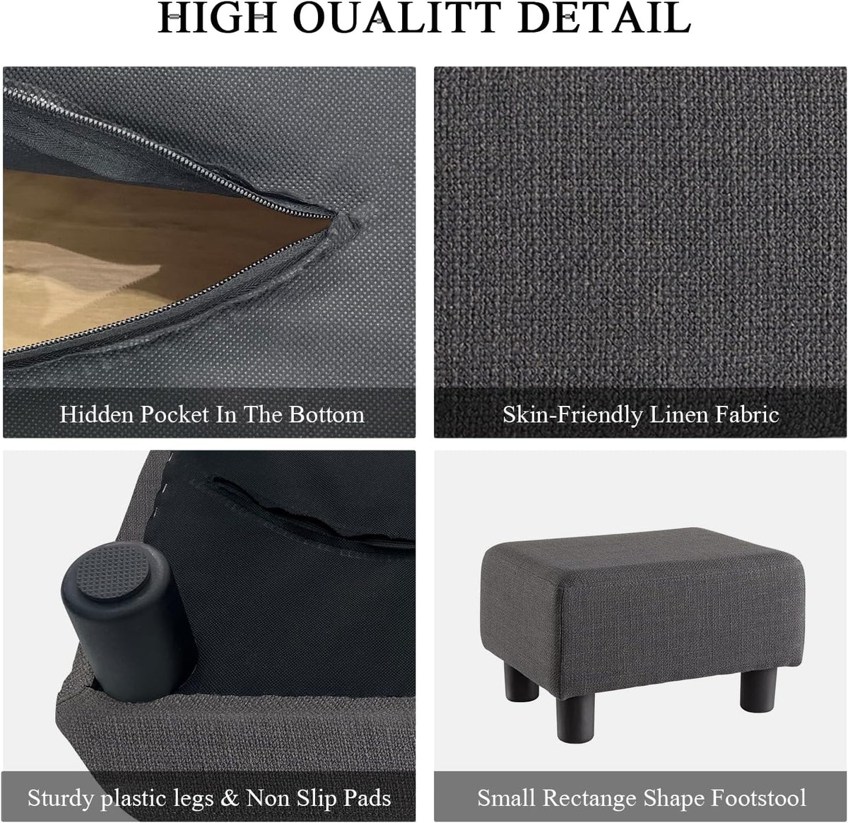 Upholstered Boucle Rectangular Foot Stool