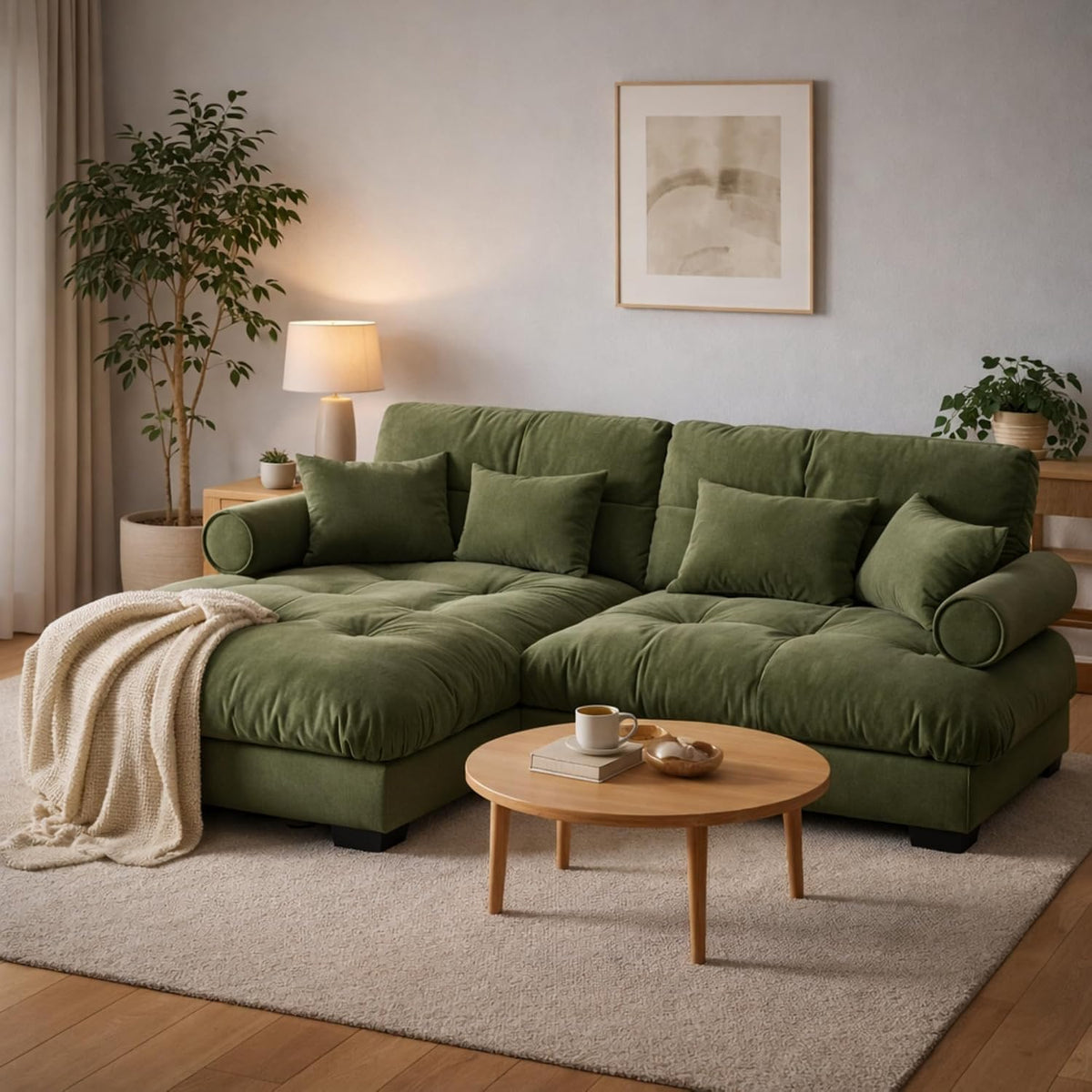 Velvet Modular 3‑Seater Sectional Sofa