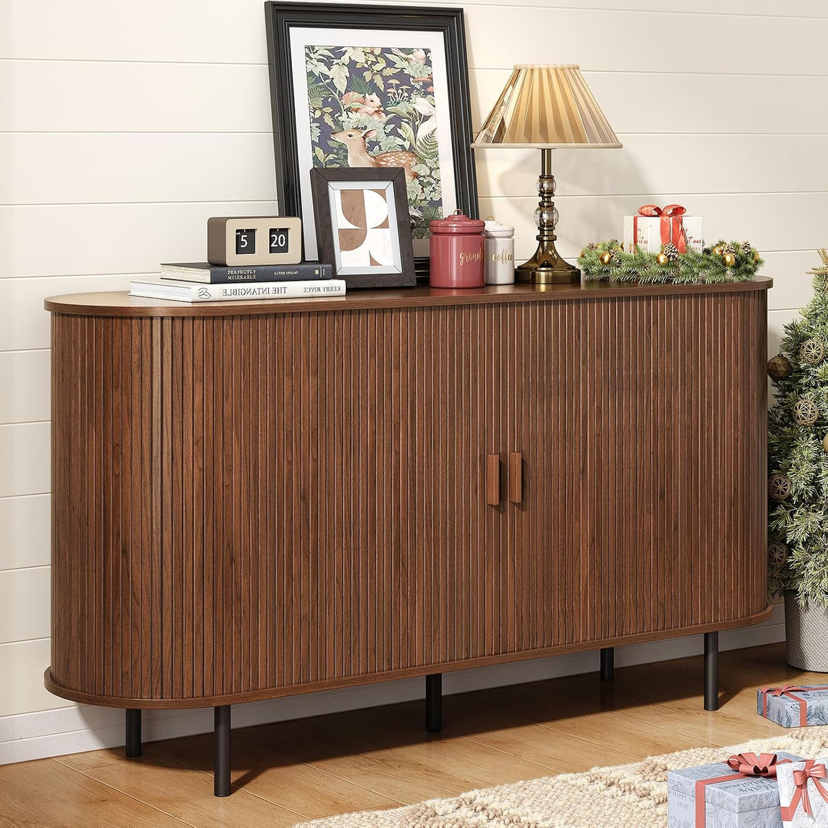 Sliding‑Door Wood Sideboard Buffet Cabinet