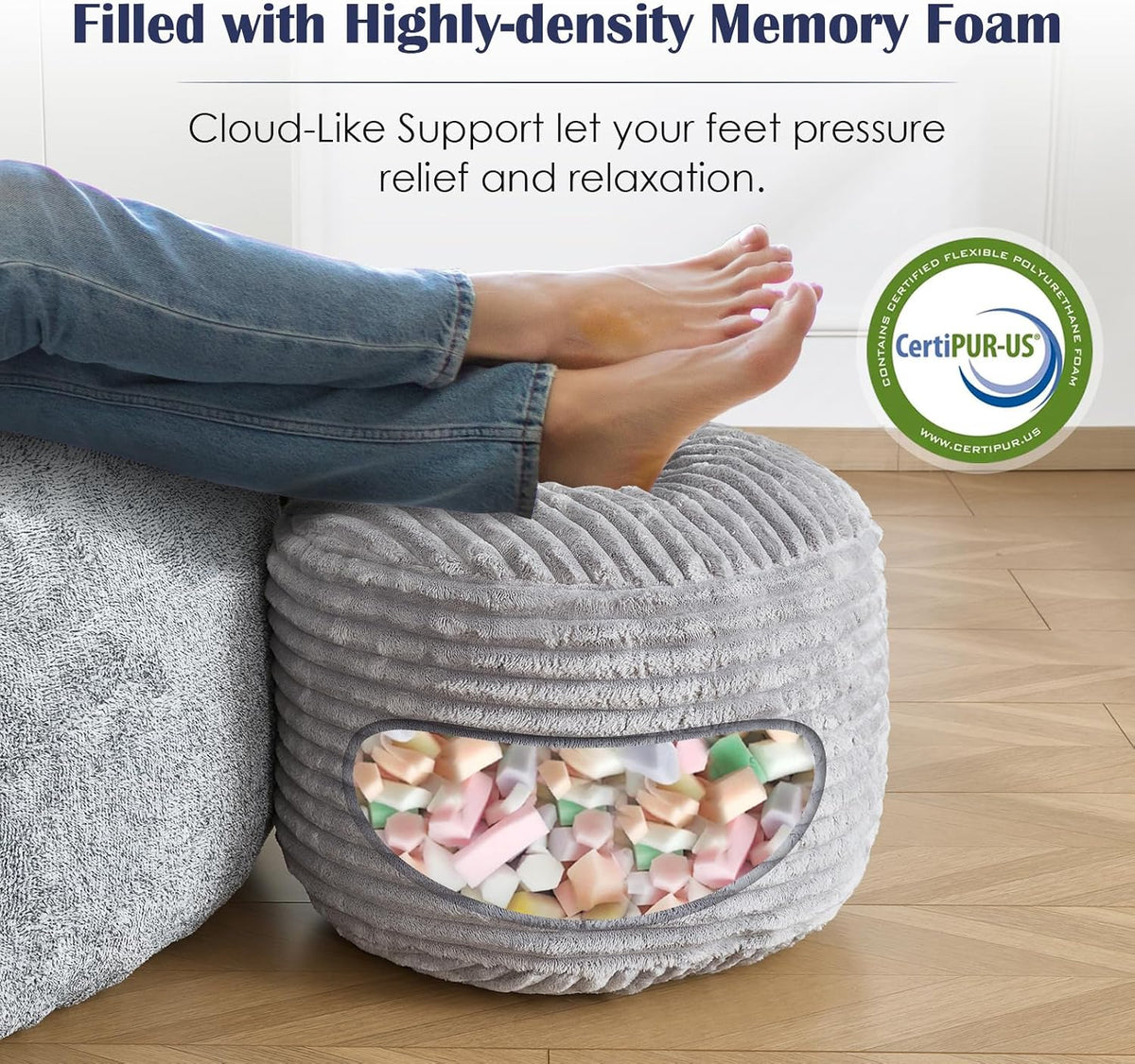 Stuffed Round Pouf Ottoman Foot Rest