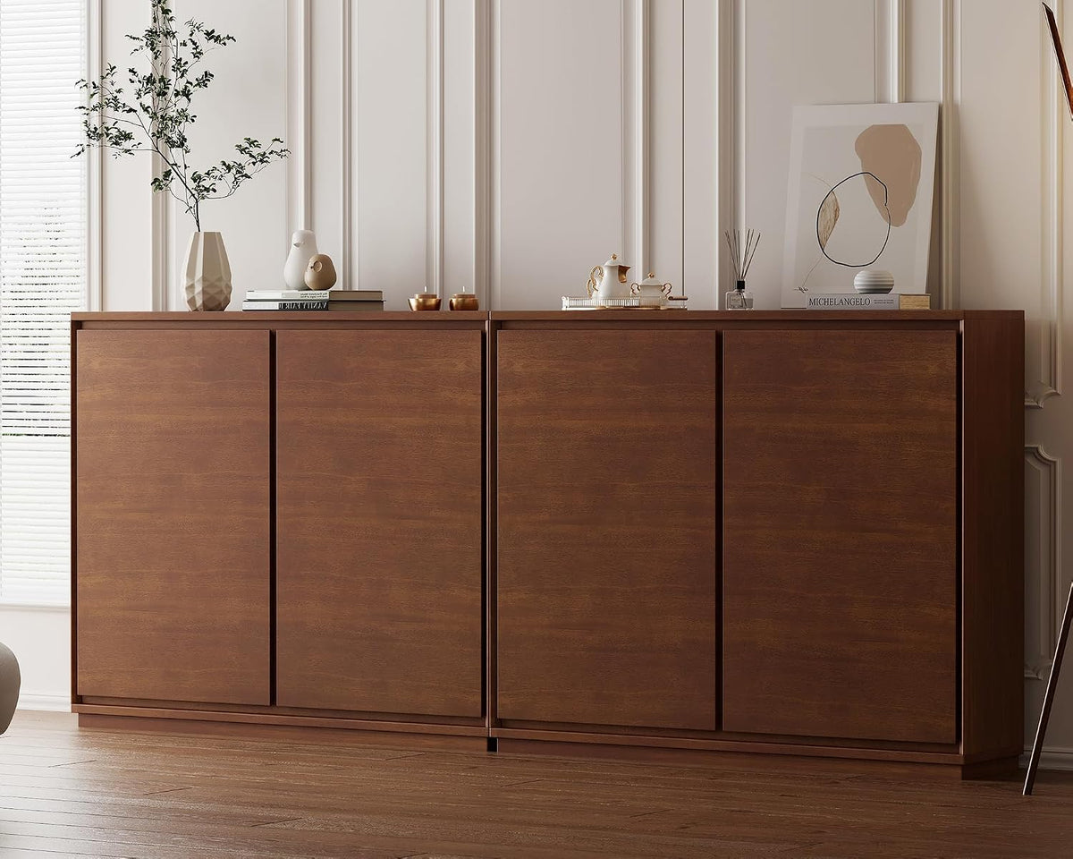Real‑Wood‑Veneer Narrow Sideboard Buffet Cabinet