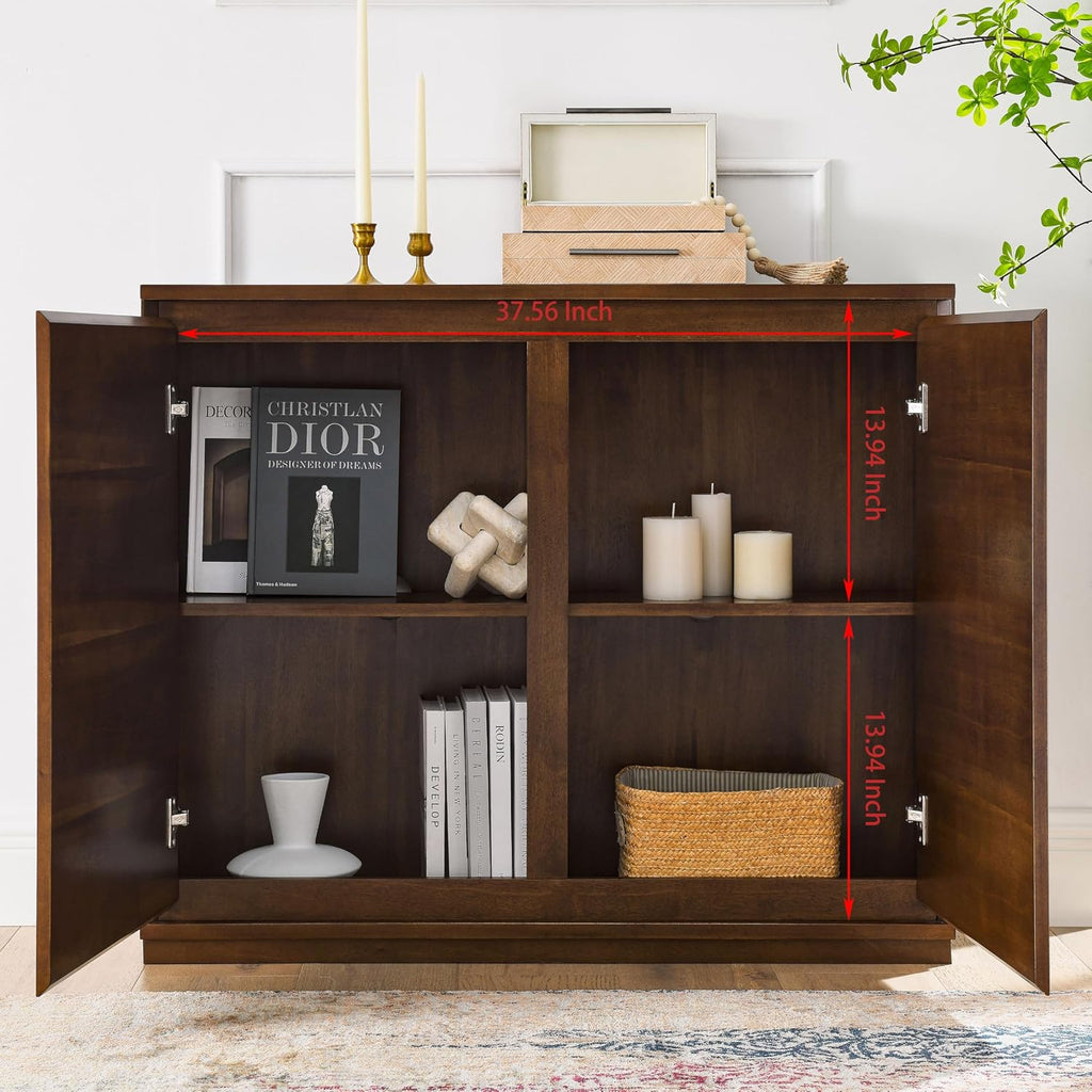 Real‑Wood‑Veneer Narrow Sideboard Buffet Cabinet