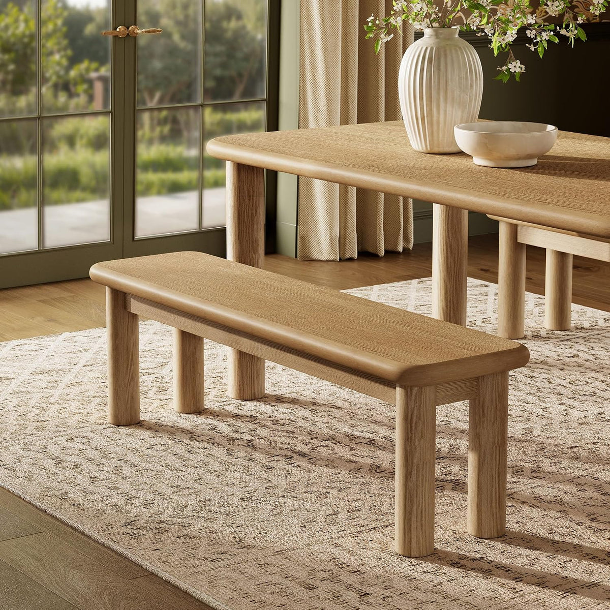 Weathered Oak Rectangular Dining Bench